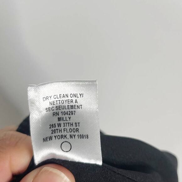 Milly Size 0 Black White Plaid Asymmetric Wrap Skirt Virgin Wool Exposed Button - Picture 8 of 12